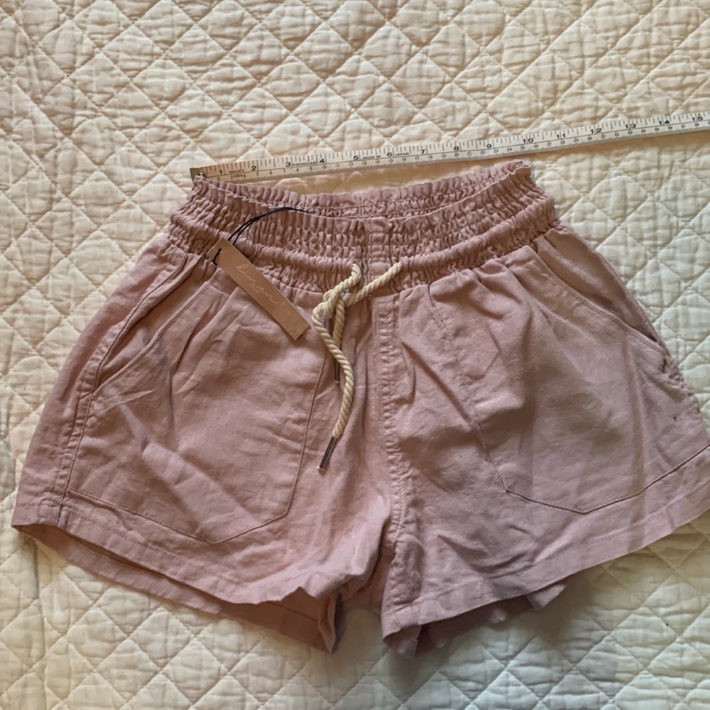 Pink linen shorts